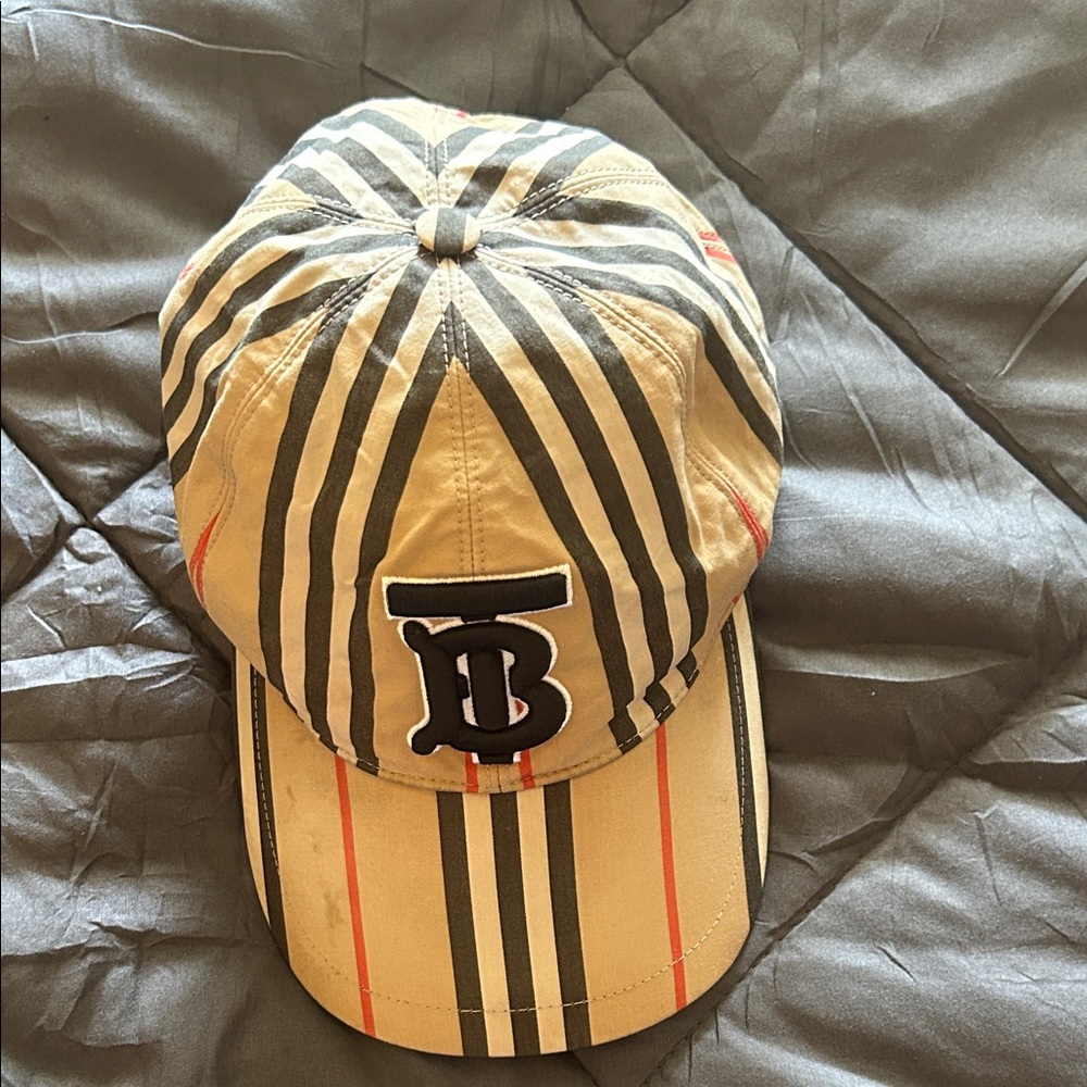 Burberry Beige and Black Striped Hat